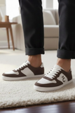 L-01 Sneaker - Suede Leather Black/ Brown and Plain Leather White