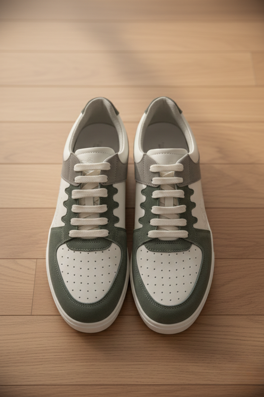 L-02 Sneaker - Suede Leather Navy/ Olive | Plain Leather White | Suede L.Grey