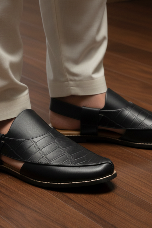 47 Emboss Leather Black/Plain Leather Black