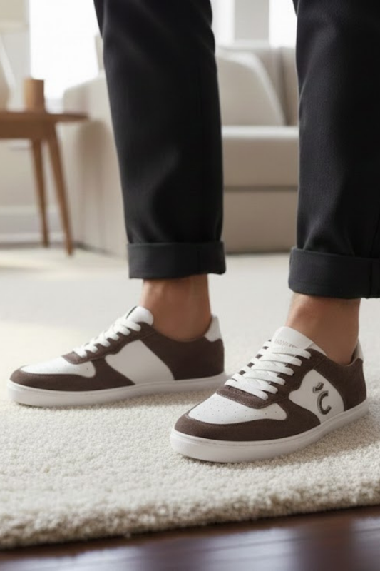 Sneaker - Brown and Plain Leather White L-01